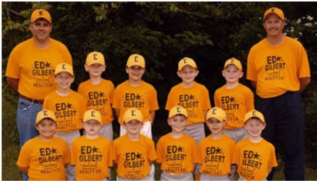 (bottom L to R): Connor, Peyton, Ben, James, Kyle and Evan.  (Top L to R): Coach Mike Hagaman, Caleb, Dakota, Ian, Mason, Rhett and Coach Mike Rose.